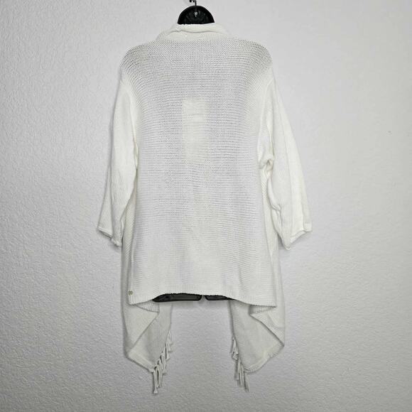 Pure Handknit 100% Cotton Open Wrap Cardigan Sweater Size XS/S NWT Fringe - Picture 2 of 4